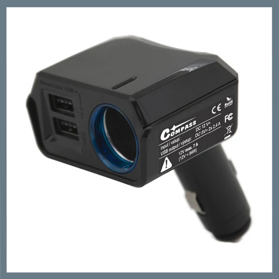 Adaptor Auto de Încărcare – 2× USB DUAL-SIDE + Ieșire 12V, 2400 mA 07431