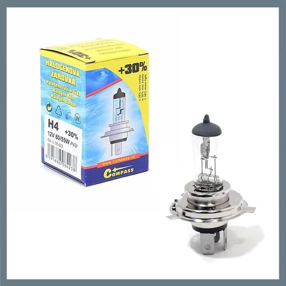Bec auto halogen H4 +30% – 12V, 60/55W, P43t, cu filtru UV 08423
