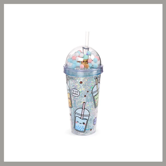 Pahar Strălucitor Bubble Tea cu Capac și Pai – CUP83