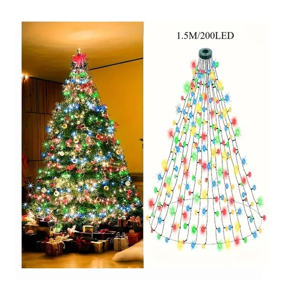 Plasă luminoasă LED de Crăciun – 1,5 m, 200 LED-uri colorate – CL380681-4