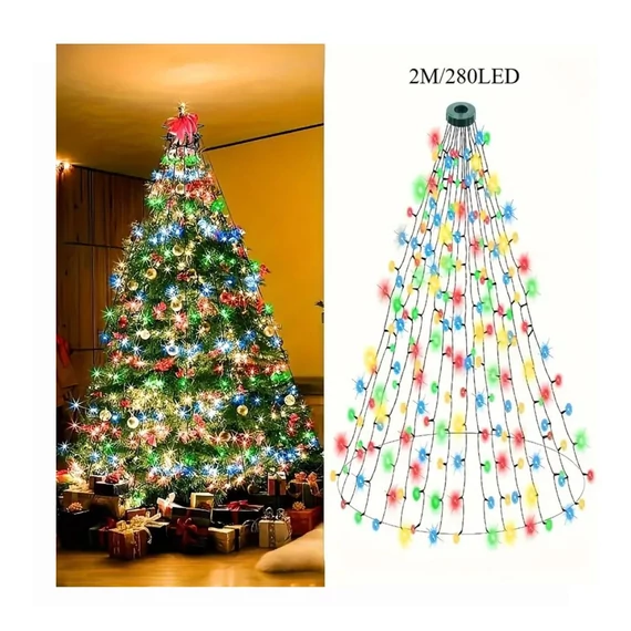 Plasă luminoasă LED de Crăciun – 2 m, 280 LED-uri colorate – CL380681-5