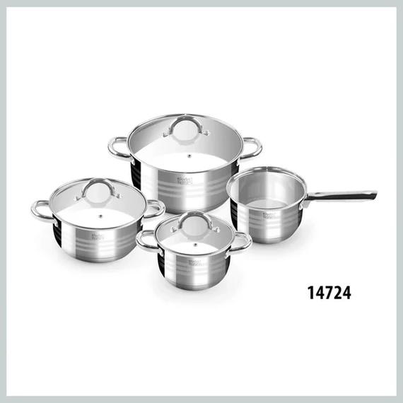 Perfect Home Deluxe Set de vase din inox cu 7 piese, cu capace de sticlă 14724