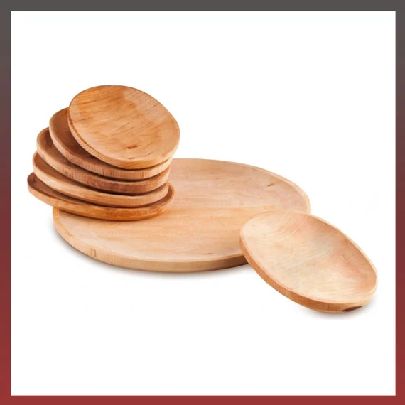 Set platouri rotunde din lemn pentru pizza – 7 piese – 5999559161315