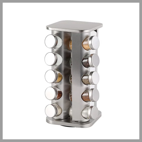 Set 20 recipiente pentru condimente cu suport rotativ din inox holm8268