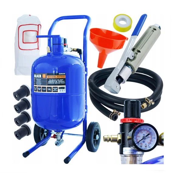 Set mobil de sablare cu roți BLACK, capacitate 19L 22509