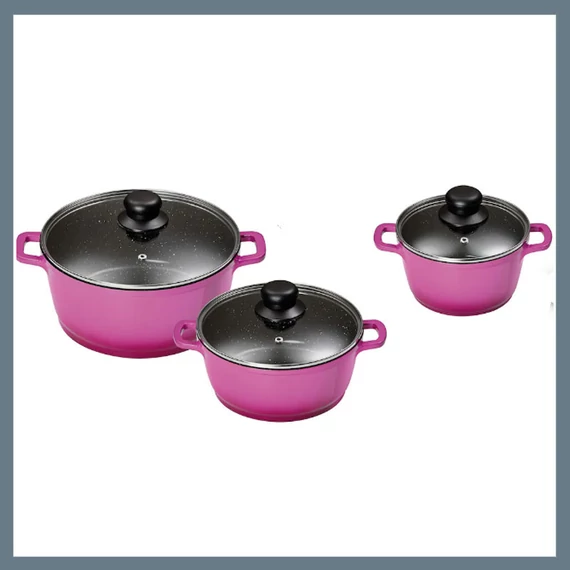 Set de oale Bachmayer 3 piese cu înveliș de marmură, roz BM-7871