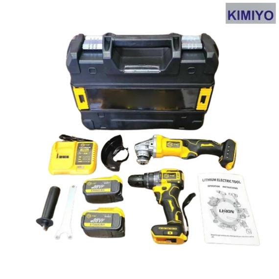 Set KIMIYO șurubelniță cu acumulator și polizor unghiular 128V, cu 2 baterii CH24-48
