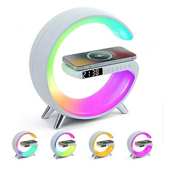 RGB LED Ceas Bluetooth Boxă cu încărcător wireless și lampă de noapte – G63