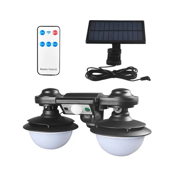 Lampă solară de perete cu senzor de mișcare, două capete, mod împărțit cu 3 funcții, telecomandă, rezistentă la apă IP65 JD-2215A