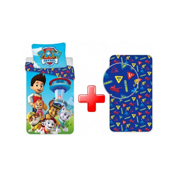 Set Lenjerie de Pat și Cearșaf cu Elastic Paw Patrol JVL0071