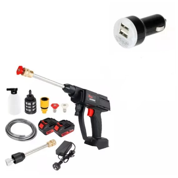 Nico Portabil Set de Spălare Auto cu Presiune Înaltă – holm1066 + CADOU Încărcător Auto USB 2x KA-6