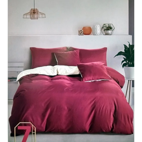LUNA Set Lenjerie de Pat Uni 7 Piese - Bordo
