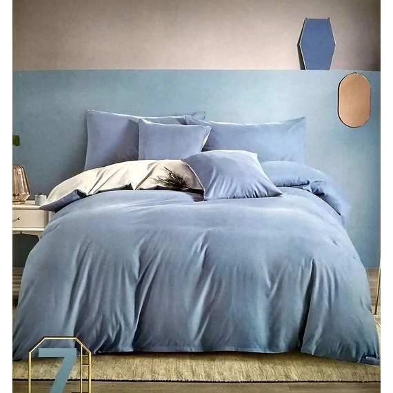 LUNA Set Lenjerie de Pat Uni 7 Piese - Albastru Mediu