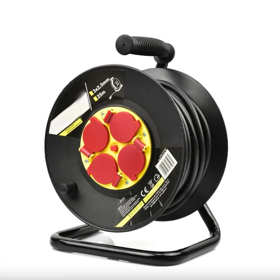 Reel de cablu Midori 25m, prelungitor cu 4 prize MJ-738