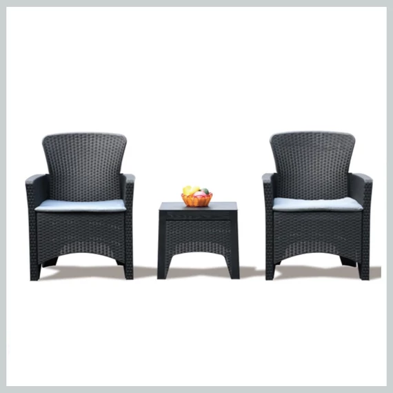 Set mobilier de grădină 3 în 1 Bella antracit – Masă + set mobilier SC08