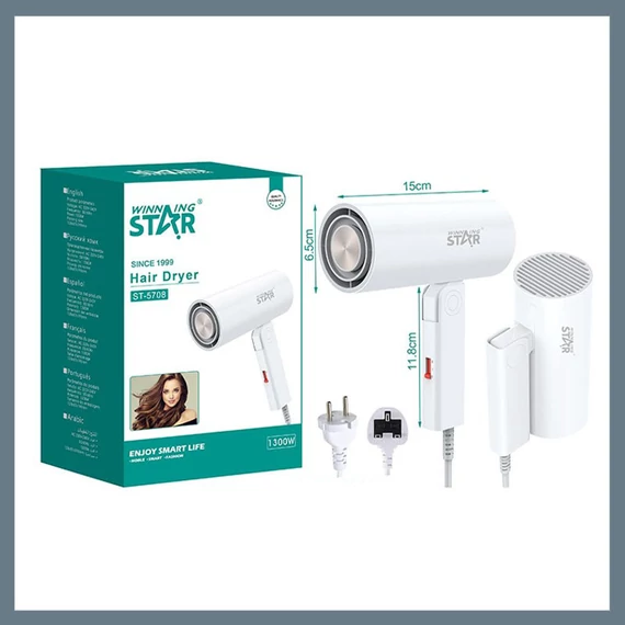 Uscător de păr Winning Star cu protecție la supraîncălzire 1300W ST-5708