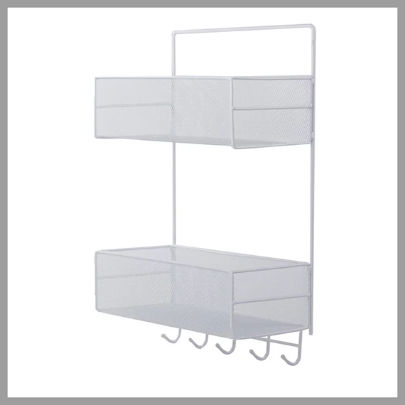 Raft organizator metalic adeziv pentru perete - alb 27236B