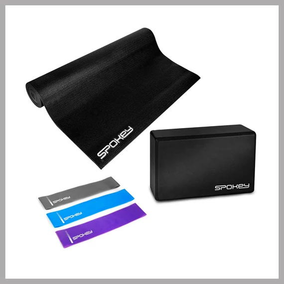 Set de yoga Spokey MANTRA: saltea, bloc și benzi de fitness 928924