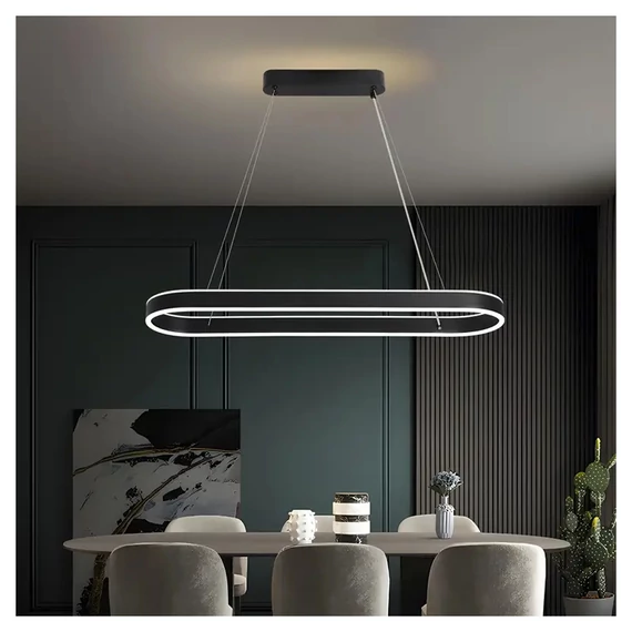 Lustră LED modernă de tavan, ovală, negru mat LB1362712