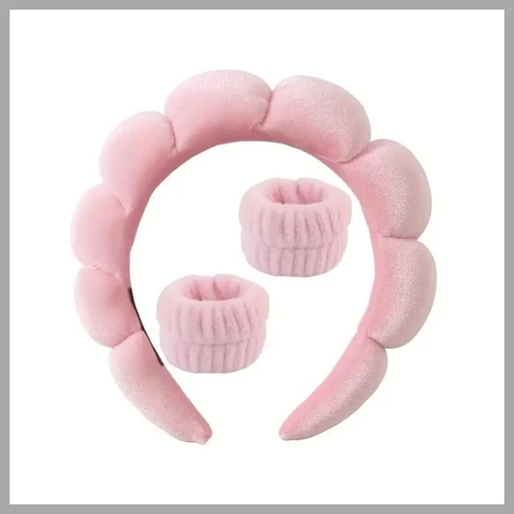 Set bentită și manșete cosmetice 17 x 19 cm roz O536R