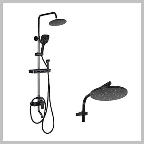Set duș cu tijă metalică și comutator ceramic Niagara Matt Black HYD-250L-M
