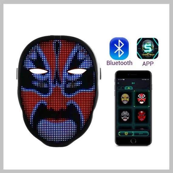 Mască LED Luminoasă cu Aplicație Bluetooth, holm7149