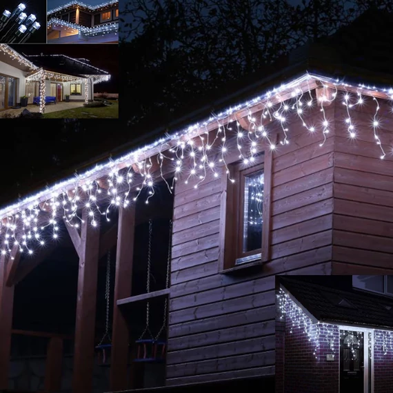 Ghirlandă tip țurțuri alb rece, 180 LED, 8 metri ICICLE180H