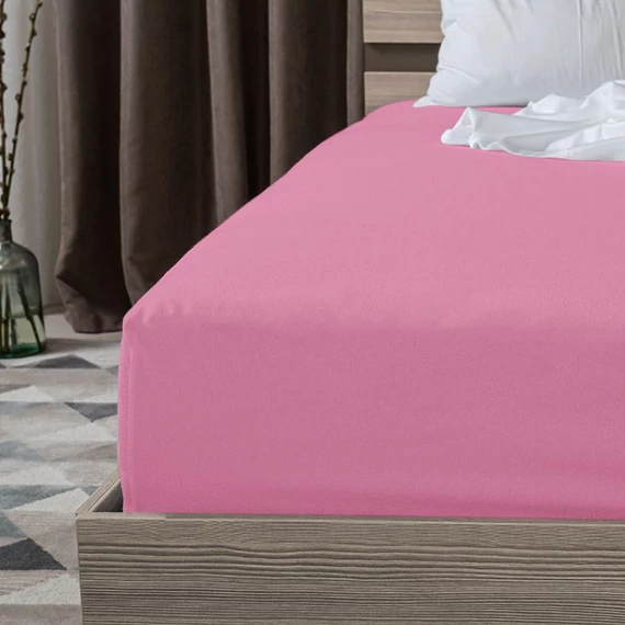 Lenjerie de pat cu elastic roz 180 x 200 cm