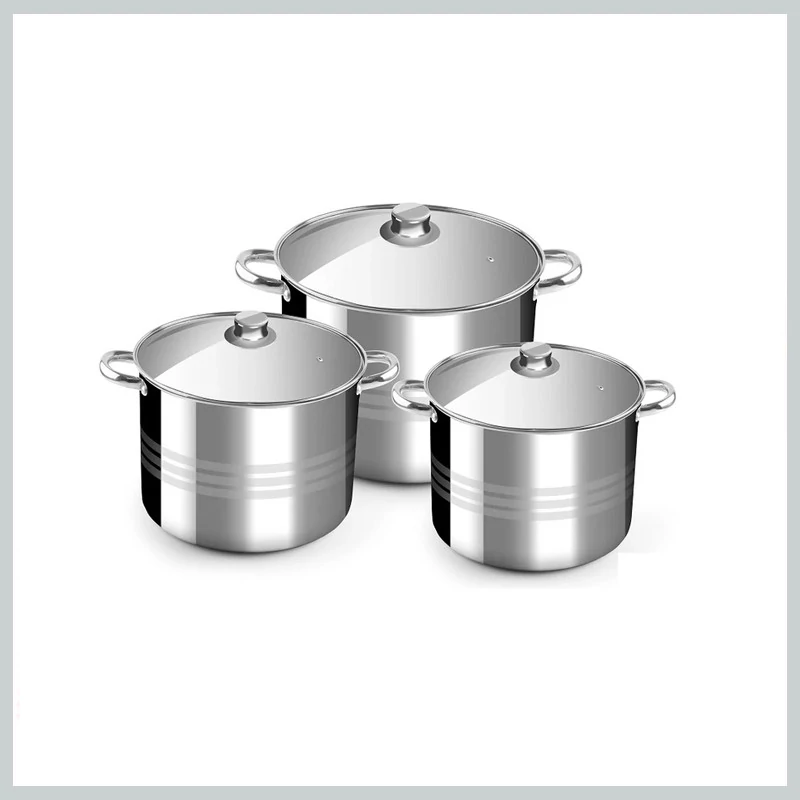 Perfect Home Set de oale din oțel inoxidabil / Set de cratițe cu capace de sticlă ~5/7/9 litri 10269