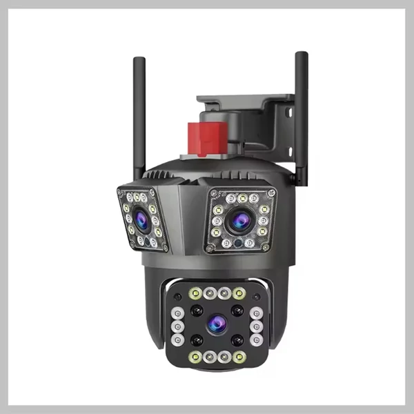 Cameră de supraveghere triplu, 12 MP Ultra HD, interioară/exterioară, rotație de 360 de grade, senzor de mișcare, viziune nocturnă, Wi-Fi KE24-342