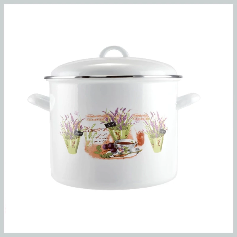 Perfect Home Levendula Oală Emailată cu Capac, 16 cm, Model 14224