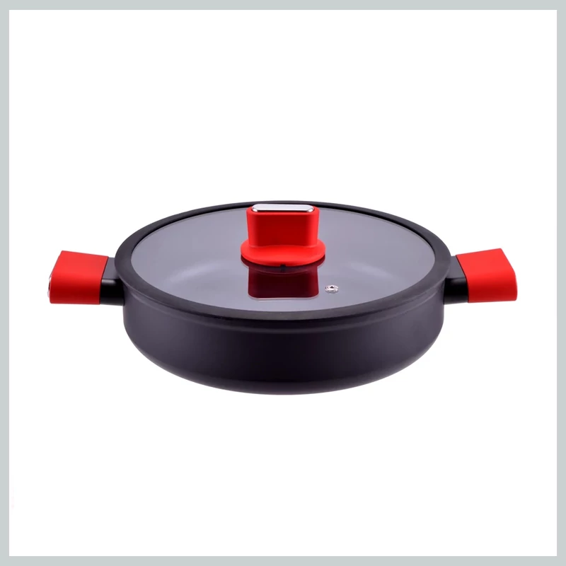 Perfect Home Straight Line tigaie-grill din aluminiu antiaderent cu capac din sticlă, 28 cm, pentru inducție (10472)
