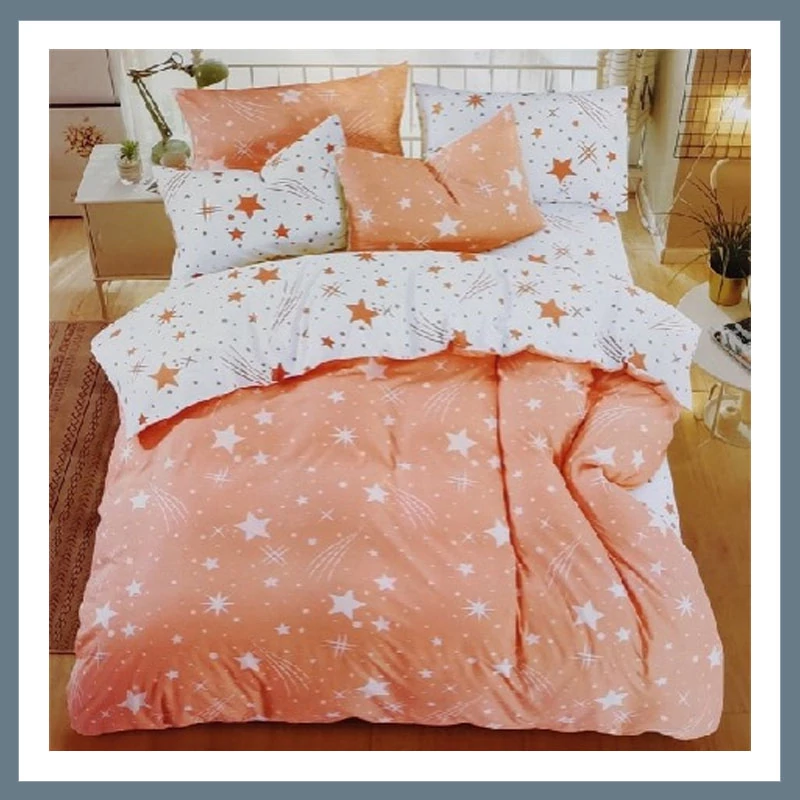 Set 7 piese lenjerie de pat PLÜSS, model stea căzătoare, piersică HCS-B