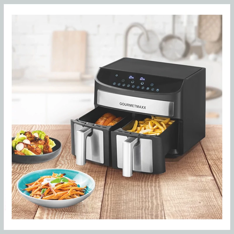 Friteuză cu aer cald GOURMETMAXX cu două compartimente 7L 2400W DS11339-L