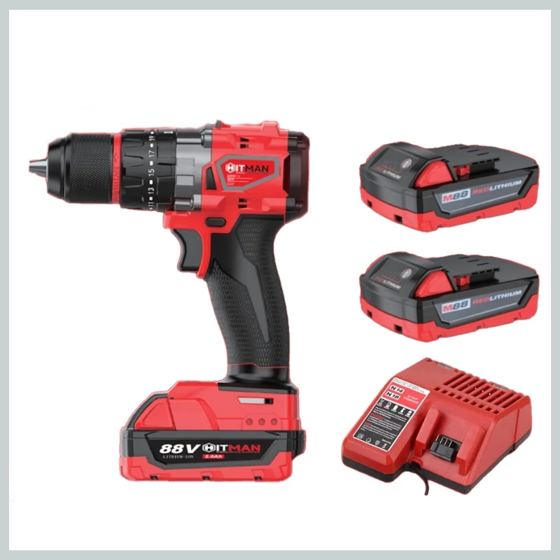 Bormașină cu percuție cu acumulator HITMAN HT-M18-6813XC, 88V, mandrină metalică de 10 mm, 78Nm