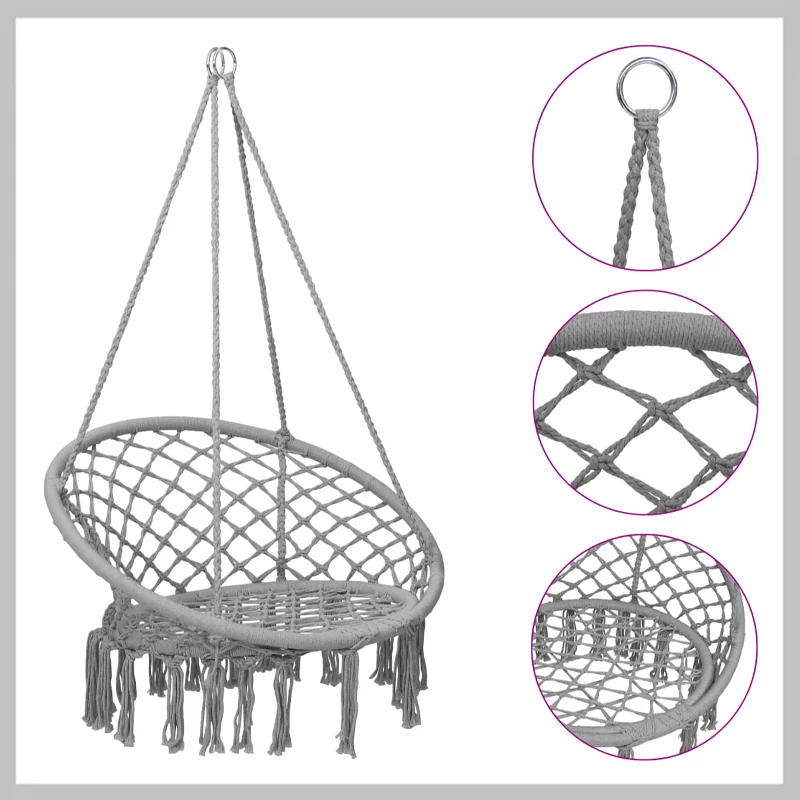 Leagăn suspendat rotund cu franjuri, 80 x 120 cm HINTA120