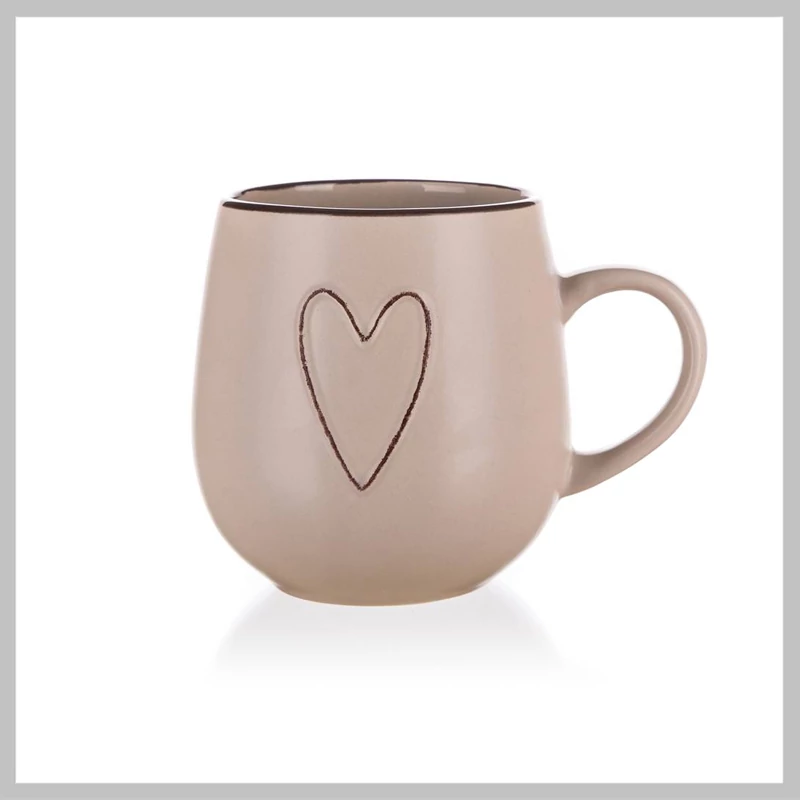 Cană din ceramică HEART 500 ml, bej 60221524LB