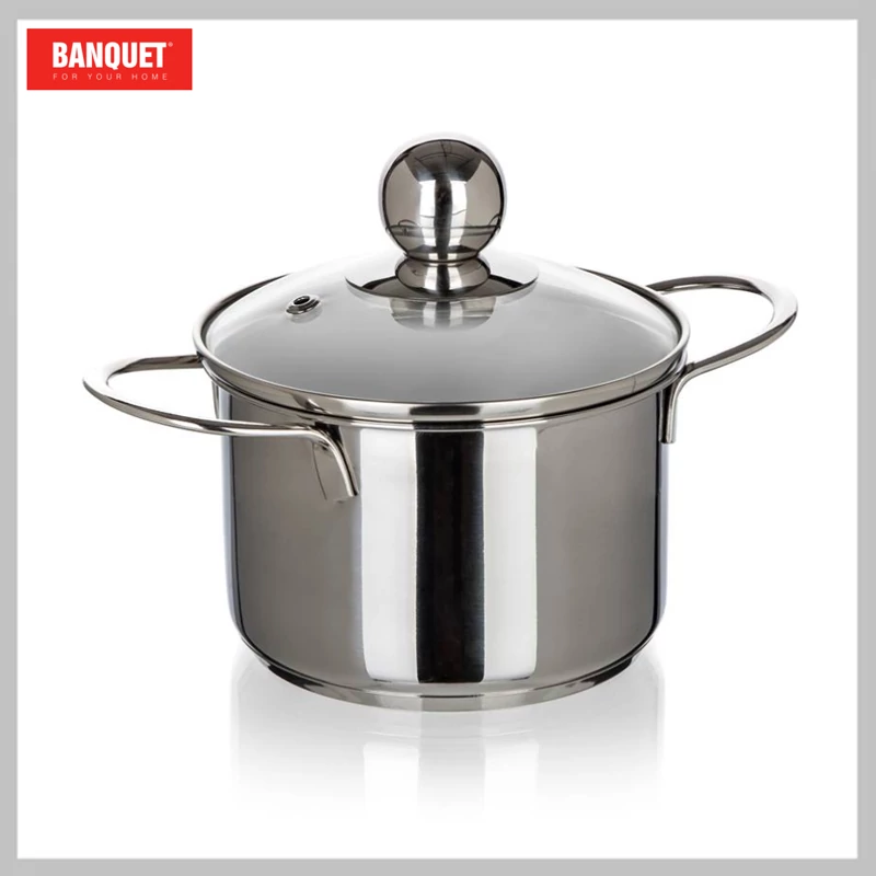 BANQUET Oală din oțel inoxidabil PICCOLO 12 x 8 cm, 0,85 l, cu capac 48721016