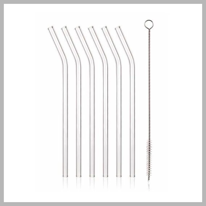 Set de paie din sticlă cu perie de curățare, 20 cm, curbate – 04269953