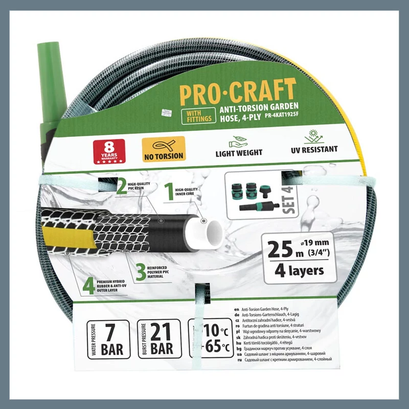 ProCraft Țeavă de Grădină Negru-Galben 25m PR-4KAT1925F
