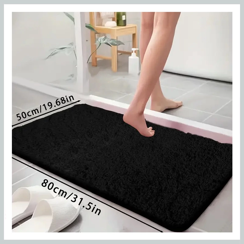 Covoraș de baie moale, antiderapant – negru 50×80 cm BG313228