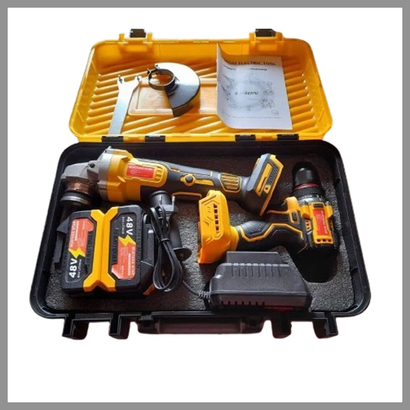 Set bormașină-înșurubător și polizor unghiular MUSTANG STAR cu 2 acumulatori 48V MS-2X48V