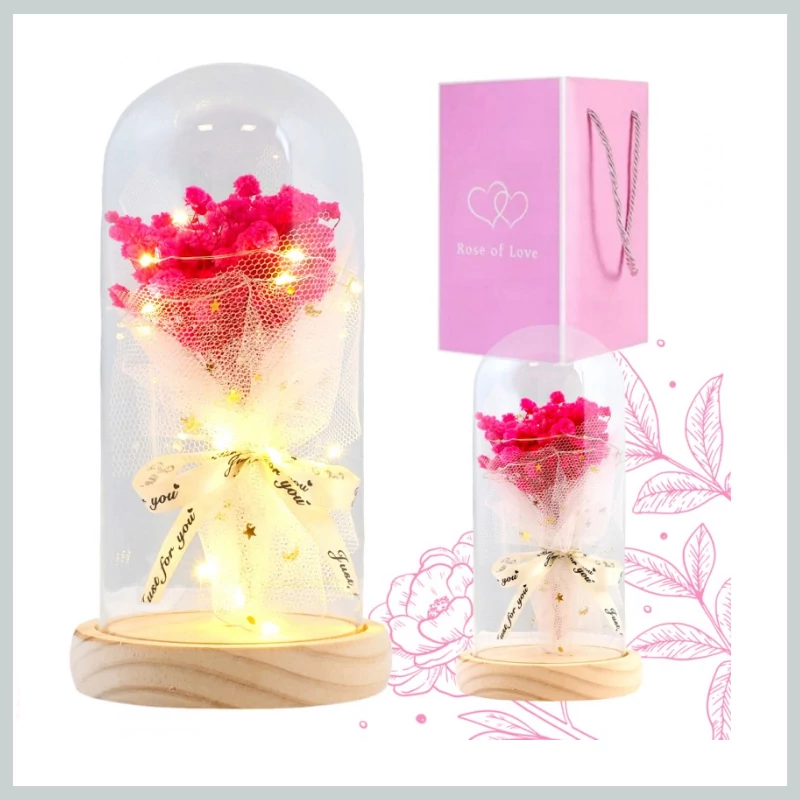 Floare Eternă sub Cupolă cu Iluminare LED ROZ23