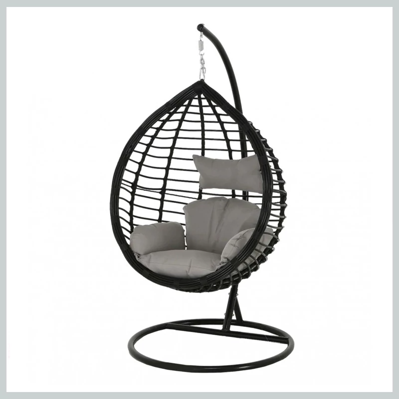 Scaun suspendat, cu perne de leagăn, negru – KR30