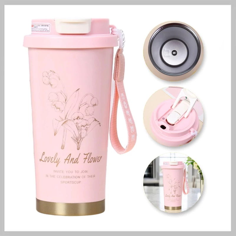 Cană termos elegantă roz frumos 550ml BD28WZ2