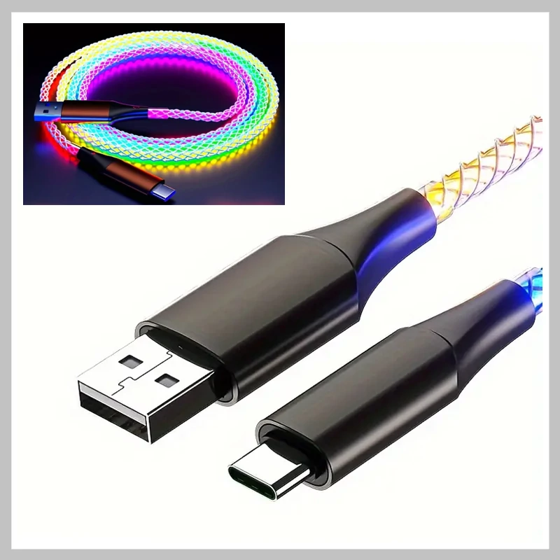 Cablu USB-C 1M 60W cu iluminare RGB LED (T) VB66364