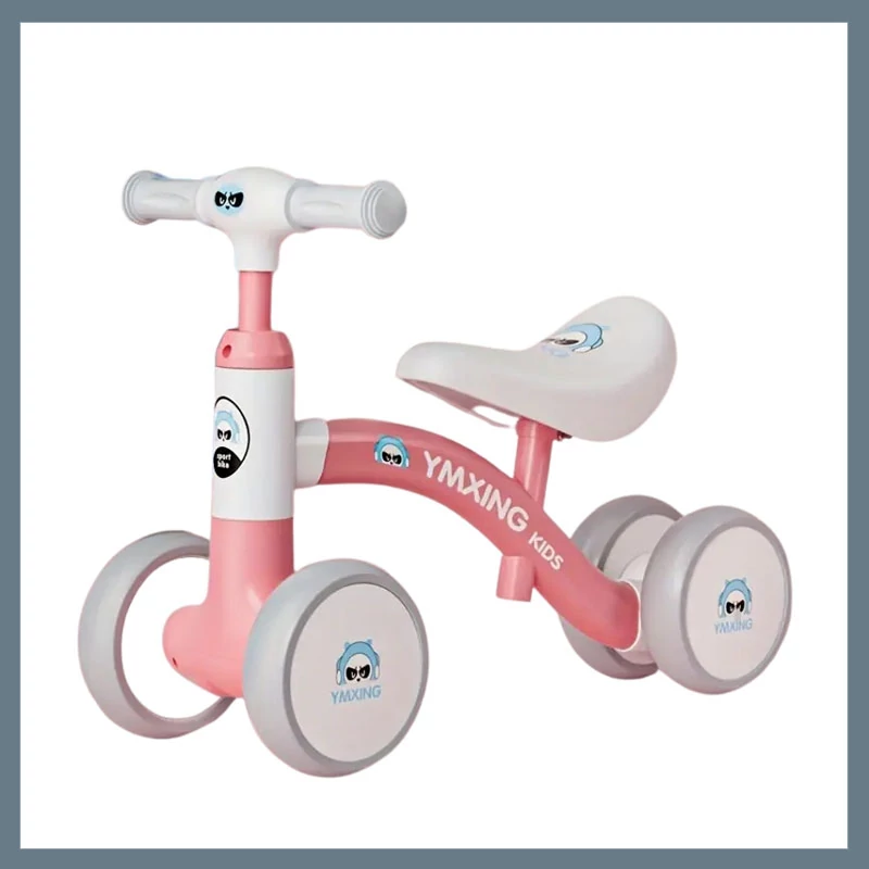 Bicicletă mică cu patru roți, fără pedale pentru copii - Roz 601099674833524-R
