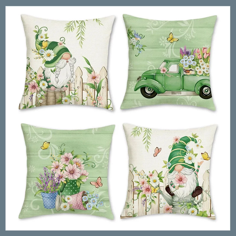 Set de 4 huse de pernă cu motive florale de primăvară 40x40 cm 601100107807174-40