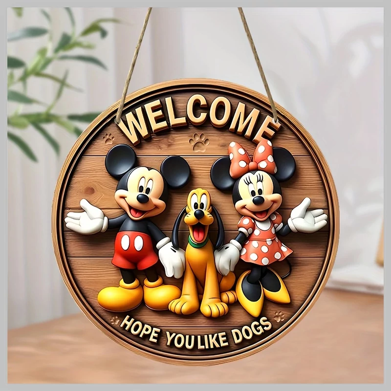Decor de perete din lemn Disney „Welcome” Mickey, 20 cm BC945659
