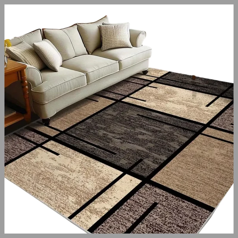Covor din catifea 160 × 200 cm, model pătrățele bej și maro LY1145443-b